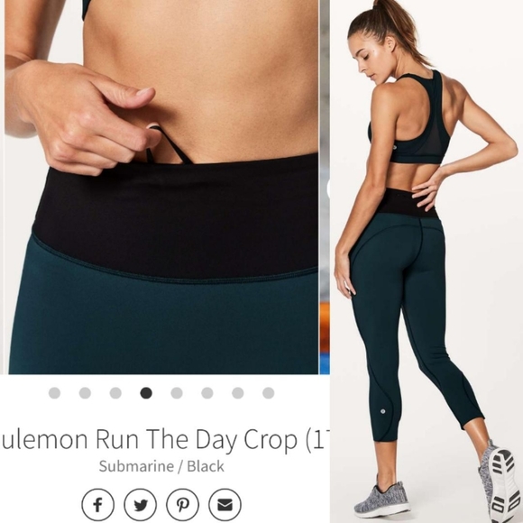 Lululemon run the day crop submarine black 8 pants - Picture 3 of 16